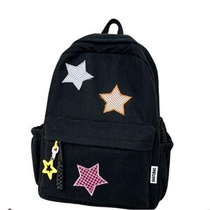 Backpack Corduroy Accessories Bag for Woman Light-hearted Mori (Black,Small) NWT